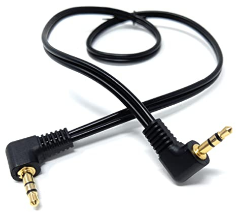 DRUT 50cm short 3.5mm Dual Right Angle 90'' Male to Male Jack to Jack Stereo Audio Cable Lead Gold Plated Ends 1.6ft