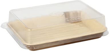 PAPSTAR 50 cuencos para sushi de hoja de palma cuadrados, 200 ml, 122 x 14,2 cm, natural, con tapa de rPET 'Kombipack' To Go Box