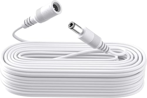 ANLINK 10 m Stromverlängerungskabel, DC 12 V Netzteil-Verlängerungskabel 5,5 mm x 2,1 mm, kompatibel mit 12 V DC-Adapter-Netzteil oder Wandladegerät für CCTV-Überwachungskamera (weiß)