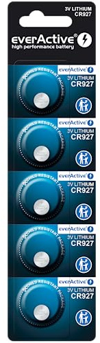 everActive CR927, 3 V, Mini Pilas de botón de Litio, batería más Potente, 10 años de duración, 5 Unidades – 1 blíster | mini, batería más potente, 10 años de durabilidad, 1 blíster