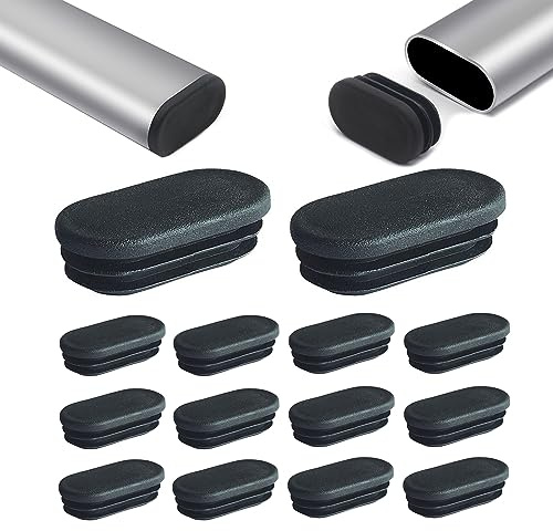 Zaky Tisch Stuhlbein Füße Kunststoff Oval Rohr Rohr Einsatz Schwarz Oval Abdeckkappe für Metallrohre, Zäune, Gleitschutz von Stuhlbeinen, Möbel und Böden (60 x 20 mm - 21 pcs)