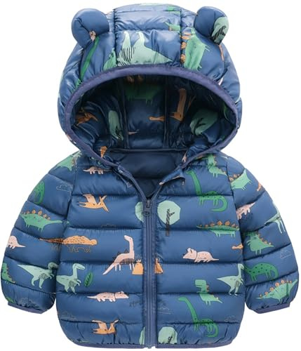Happy Cherry Bambino Inverno Giacche Maniche Lunghe Cappotto Piumino con Cappuccio Carino Neonato Leggero Giubbotto Trapuntato Caldo Comodo Blu 12-18 Mesi