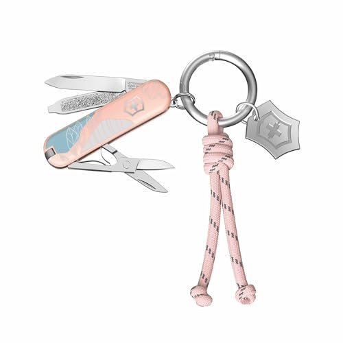 Victorinox Multiuso Classic SD, 7 Funzioni, Made in Switzerland, Multi-strumento da Donna, Anello Portachiavi, in Scatola Regalo, Paris Style (Rosa, Azzurro)