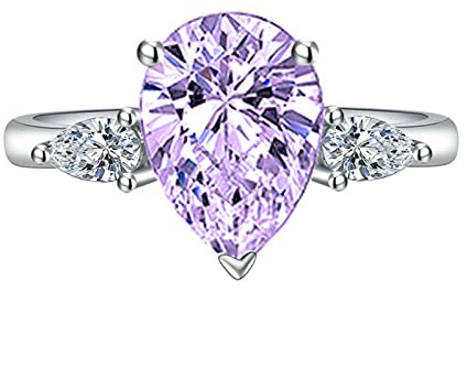 Bihsilin Damen Ring mit Stein Verstellbar, Hochzeit Ring Frauen mit 3 Steine Tropfen Zirkonia Versilbert Ringe Personalisiert Silber Modeschmuck