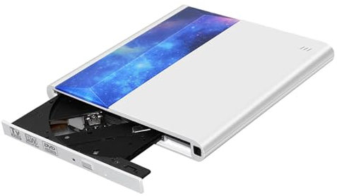 NQYZZFD Lecteur CD DVD Externe pour TV/PC/projecteur, avec Interfaces HDMI/USB3.0/Type-c, Lecteur CD/DVD +/-RW Portable Graveur DVD Externe pour Windows XP/7/8/10, Mac OS,TV,White