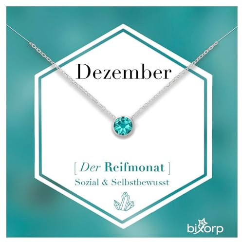 Bixorp Geburtsstein Halskette mit Zirkonia-Anhänger - Edelstahlkette mit rundem Zirkonia-Kristall - Gold & Silberfarben