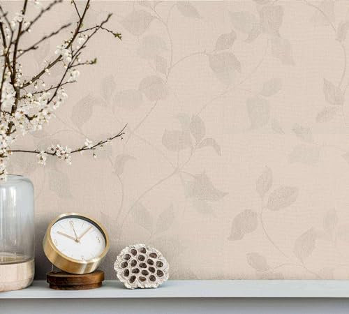 marburg Carta da parati beige, marrone, moderna struttura floreale, per soggiorno, camera da letto, cucina, made in Germany, 10,05 m x 0,53 m