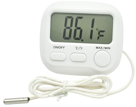 Bytiyar Small Digital Thermometer ON/Off Switch Indoor/Outdoor Meter Gauge with 3ft/1M Probe Sensor