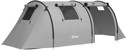 Outsunny Campingzelt für 3-4 Personen, Familienzelt mit 1 Schlafzimmer und 1 Wohnzimmer, wasserdicht, leicht zu transportieren mit inkludierter Tasche, 470L x 220l x 150H cm