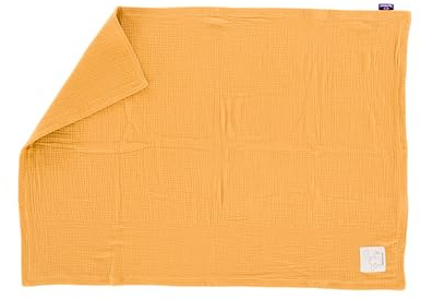 Träumeland Babydecke aus Musselin senfgelb, 75x100 cm - vielseitige Kuscheldecke, extra kuschelig - perfekt auch als Unterlage, Stilltuch oder Sonnenschutz verwendbar