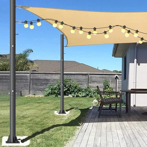 2 Sets Sun Shade Sail Poles - 10ft Outdoor Sunshade Sail Post with Carabiner Snap 2.36 Diameter Steel Metal Heavy Duty Pole Kit for Support Light String, Sunshade Sail, Canopy - Thickness 1.5mm