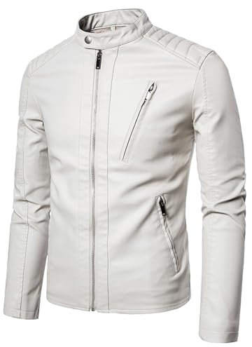 SRZYMJ Lederjacke Herren Weiß Pu-Leder-Blazer Regenmantel Herren Schwarz Warme Fleece Sweatshirts Grauer Hoodie Herren Winterjacke 4XL Dünne Fahrradjacke Herren
