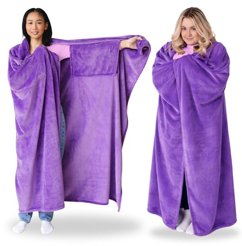 Super Blanky Wearable Blankets for Women - Mothers Day Gifts for Mom, Adult Comfy Wearable Blanket Men, Gifts for Women, Grandma Mothers Day Gift, Wife Birthday Gift Ideas - Purple Blanket