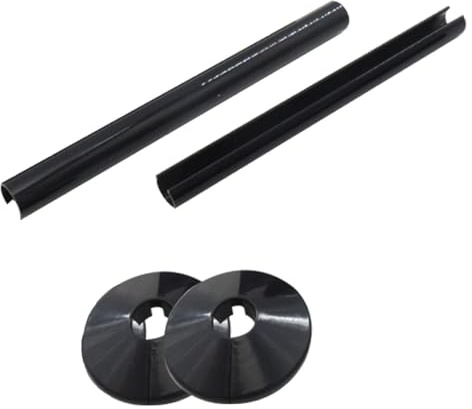 2 Set Coperture Tubi Radiatore, Collari Tubi, Tubo Radiatore Plastica, 15mmCollari Tubi Radiatore, 15mmx200mm Manicotti Radiatore Zincati, Anello Radiatore Manicotto Tubo(Nero)