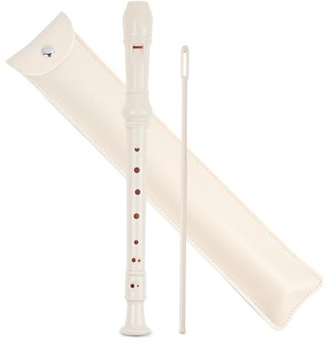 Mtzmy Blockflöte für Kinder Anfänger Sopran Deutsche Griffweise, 8-Loch Flöte für Erwachsene, Recorder mit Etui, Reinigungsstift und Bedienungsanleitung (2-Beige)