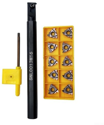 CNC Lathe Threading Turning Tool Set, SNL0013M16 Left Hand Internal Threading Boring Bar + 10Pcs 16ER AG60 Inserts, For Semi-finishing, Finishing
