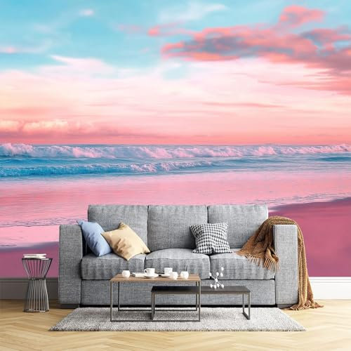 Fotomural Pared Playa Al Atardecer Paisaje Romántico| Fotomural Para Paredes | Mural | Foto Mural Decorativo | Varias Medidas 260X175Cm | Decoración Comedores, Salones, Habitaciones