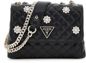 GUESS Damen Everlee Mini Convertible Crossbody Flap Umhängetasche, Schwarz