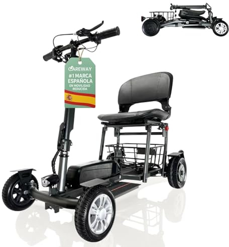 Silla de Ruedas Eléctrica - Scooter Eléctrico Plegable Auton 25Km Motor 300W - Movilidad Reducida - Scooter Eléctrico Minusválidos con Canasta Ideal Viaje Avión - Certificación IATA | CAREWAY