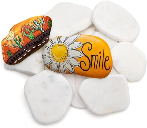 PacuM Dipingere i Ciottoli 12 Pezzi 4-9 cm Bianco Pietre Piatte da Dipingere Rocce Naturali di Disegno Sassi da Dipingere Piatti Dipingere i Ciottoli Ciottoli per Pittura Decorative per Acquario