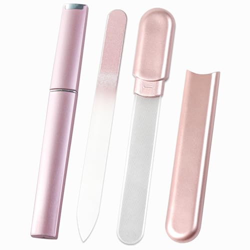 Maxqzin Lima per unghie in vetro per unghie naturali Buffer per unghie delicate per la cura delle unghie per unghie danneggiate Home Salon Nail Filer per calze per donne e adulti, confezione da 2 lime