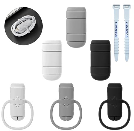 YIMATEECO Lot de 6 protecteurs de câble de données 2 en 1 USB A/C, câble de charge en silicone – Protège et prolonge la durée de vie du câble de charge, compatible avec Android (noir, blanc, gris)