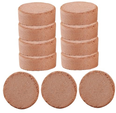 SEWOART 60 Stück Kokosfaser Pflanznährstoffblöcke Wasserspeichernd Komprimierte Anzuchterde für Zimmerpflanzen Garten Pflanzstart Bodenpellets