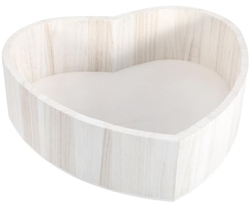 Didiseaon Heart Shape Basket Wooden Baby Photo Prop for Newborn Photography, Lightweight White Heart Shaped Bowl for Photo Shoots, Storage for Small Items