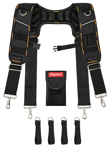 Chyaidach Tool Belt Suspenders for Men, Extreme Comfort Molded Air Channel Padded Suspenders for Tool Belt, Tool Bag Suspenders for Construction Worker, Electrician, Framer, Carpenter, Roofer