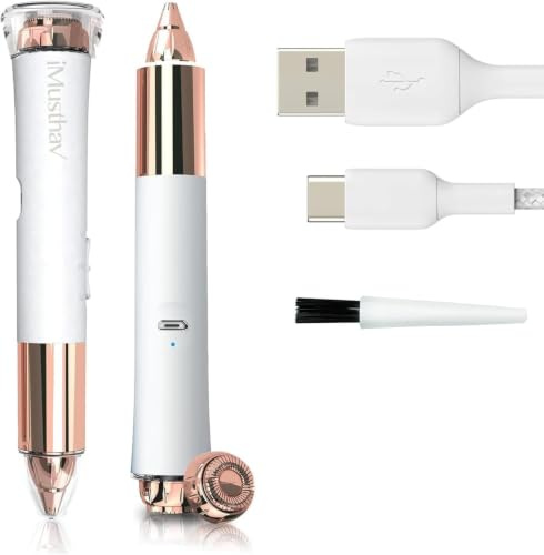 Eyebrow Trimmer & Facial Hair Remover for Women 2-in-1, Rechargeable USB-C