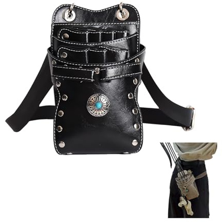 Merleu PU Leather Arrow Quiver Holder,7 Arrow Tubes Hip Quiver for Arrows with Adjustable Belt,Detachable Durable Arrow Quiver,Two Wearing Methods Waist Quiver Arrow Holder（Bag Only） (Jet Black)