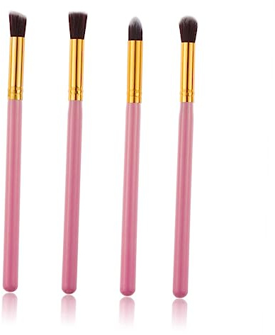 TOGEVAL Ensemble de 4 Pinceaux Maquillage pour Fards à Paupières en Poils Synthétiques Doux, Manche en Bois Portable pour Maquillage Quotidien et Voyage