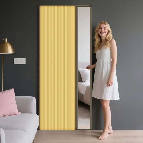 Screen Doors Falttüren Für Den Innenbereich, Ziehharmonika-Tür Für Den Türrahmen, Einziehbare Duschtür Mit Griffbreite 60–100 Cm, Schiebetüren Für Schlafzimmer/Badezimmer(Yellow,66cmx200cm)