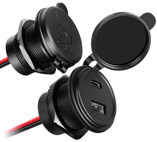 CamperXlite Aluminium USB C Steckdose 12v Wohnmobil, Wasserdicht 18W QC 3.0 und 30W PD 3.0 Wohnwagen USB Dose 12V Einbau für Anhänger Caravan Boot Yacht Motorrad Van Marine LKW Golfcart (2 Stück)
