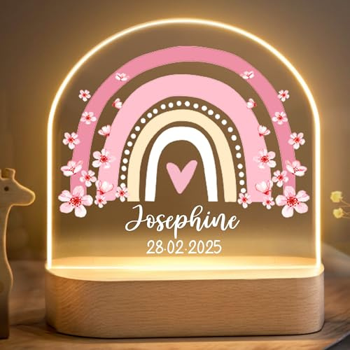 Little Deco Personalisiertes Nachtlicht für Babys - Regenbogen | Nachtlampe mit Namen - Geschenk zur Geburt Mädchen - Personalisiertes Babygeschenk Geschenk zur Taufe - Kinderzimmer Deko
