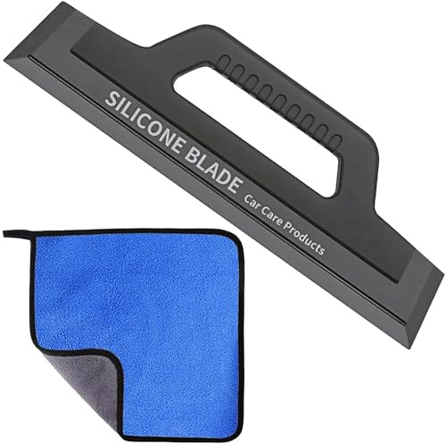 LAINIKE Silikon Abzieher Auto, Wasserabzieher Silikon, Auto Rakel Wasser Blatt, mit Carbon Glastuch, Abzieher Auto, für Auto Fenster Spiegel und Dusche, ohne Verkratzen