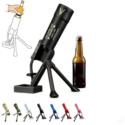 Ölflasköppnare i morteldesign, mortelflasköppnare, automatisk kronkorksutskjutning med tryckmekanism, ölflaska Mortar Bottle Opener rolig, för hemmabar, fest