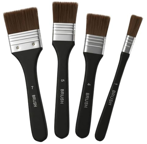 Pinsel 4 Set, Breite Flache Borstenpinsel Set, Nylon Chip Pinsel | Verschiedene Größen für Acryl, Ölmalerei, Aquarell, Gesso, Lack