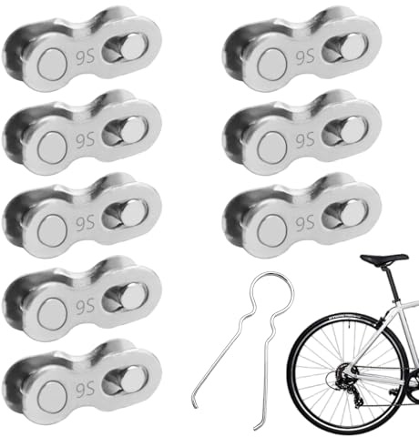 8 Pares Cadena de Eslabones para Bicicleta, 9 Velocidades Eslabón Cadena Bici de Acero, Eslabones de Bicicletas de Liberación Rápida Reutilizables, para Mountain Bike, Sportbike, Accesorios Bicis