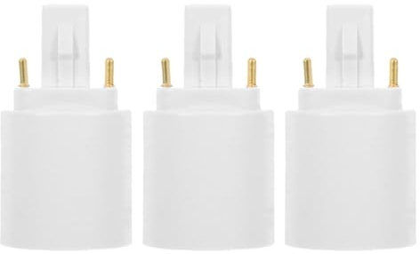 Ciieeo Convertitore per Portalampada G24d a E27 3 Pezzi Base a 2 Pin, Materiale Rame Nichelato e Pbt Ignifugo, per Uso Domestico e Risparmio Energetico