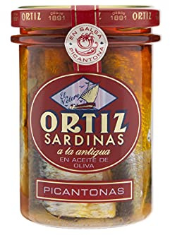 Sardinas picantonas en aceite de oliva 190g tarro Ortiz - Pack de 6 unidades