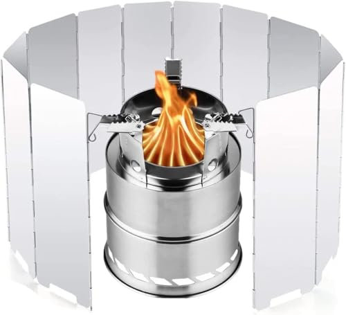 Youery Camping Stove Windshield for Backpacking Gas Stove mini Alcohol Burner,14 Plates Foldable Aluminium Windscreen for BBQ Picnic Hiking Outdoor Cooking