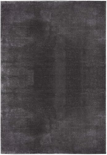 the carpet Relax – Superweiches Badezimmerteppich, Flauschige Badematte in Felloptik, rutschfest & Waschbar (30°C), Ultra Soft Badvorleger Anti-Rutsch für Bad & WC, Anthrazit, 80 x 150 cm
