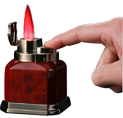 Foern Briquet Torche de Table avec 4 Flammes à Jet Rouge, Briquets de Cuisine Rechargeables pour Allume-gaz, Allume-Bougie à Flamme Réglable pour Feu de Camp Barbecue (sans Butane),Red