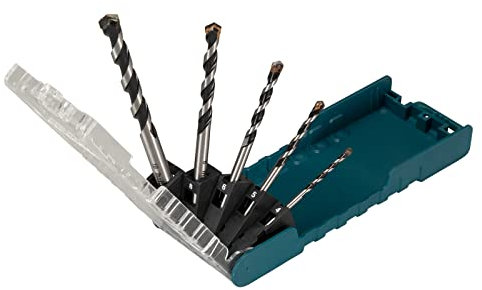 Makita E-14255 Multibohrer-Set 5-teilig in Aufbewahrungsbox, Universalbohrer für Stein, Metall, Holz, Kunststoff, Weichfliesen, Aluminium uvm., Ø 4-10 mm, Rundschaft