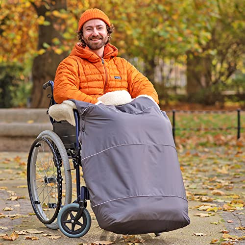 novely® KARLO PRO Fußsack Rollstuhl Filzfrei Thermofußsack Lammwolle/Polyester - Schlupfsack Rollstuhlsack Winter Farbe: 02 Graphit
