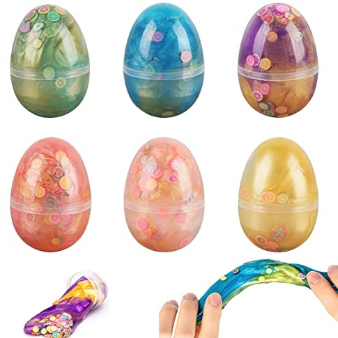 Ostern Geschenke Kinder, Hillylolly 6 Pcs Mini Verse, Glitzerschleim, Schleim Eier Set Kinder, Slime Ostern, DIY, Klarer Kleber Schleim, Fluffy Slime, Crystal Clay, Antistress Spielzeug Erwachsene