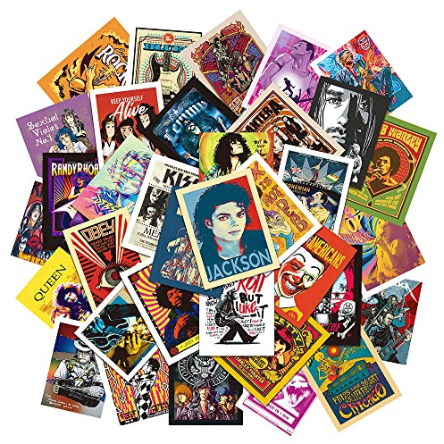 Retro Music Stickers 50pcs,Aesthetic Decoration Water Bottles Vinyl Stickers for Scrapbook,Laptop,Kid,Teen,Girl