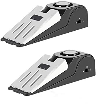 Voarge 2 Pack Door Stop Alarm, 120dB Door Stop Alarm Wedge Shaped Door Stopper Wireless Alert Home Security System, Adjustable Sensitivity Lightweight Door Stop Alarm for Home Hotel Travel