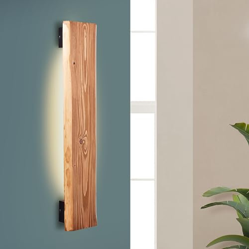 LED Wandlampe im Nature Stil - Wandleuchte - indirektes Licht - aus Holz/Metall - in Kieferfarben gebeizt - 100 x 23 cm